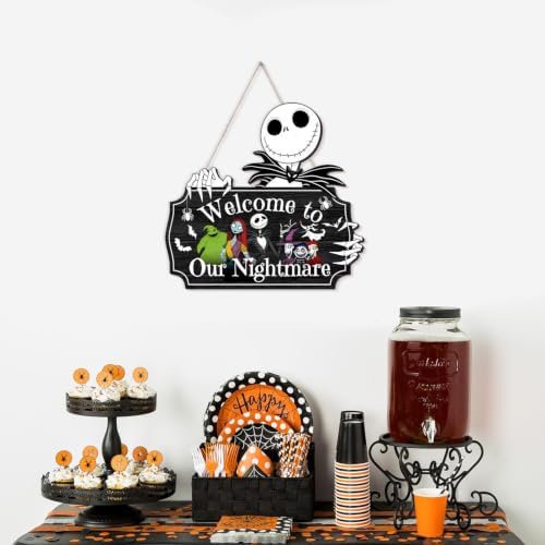 Halloween Christmas Nightmare Decorations Hanging Wooden Door Sign - Image 4