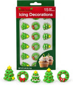 Oasis Supply Christmas Trees & Wreaths Edible Icing Decorations – 15 Count – Holiday Cake & Cupcake Toppers for Cookies, Cakes, Cupcakes & Desserts by OasisSupply