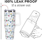 Christmas Tumbler 40 oz, Cute Holiday Drinking Cup, Stainless Steel Travel Mug with Handle and Straw Lid - Image 4