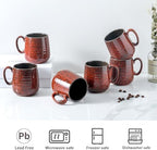 HASENSE Coffee Mugs 8 oz, Ceramic Small Espresso Cups Set of 6, Red - Image 2