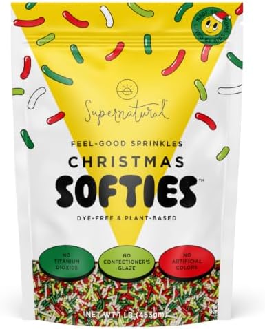 Supernatural Christmas Softies, Dye-Free Vegan Sprinkles Topping Mix, 16oz by Supernatural