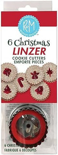 R&M Christmas Linzer Cookie Cutter 6-Piece Set – Angel, Candy Cane, Bethlehem Star, Bell, Christmas Tree & Ornament Steel Cutters for Linzer Cookies & Baking by RMInternational