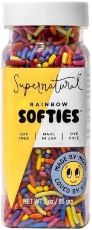 Supernatural Rainbow Softies Sprinkles, Dye-Free Vegan Baking Decor, 3oz by Supernatural