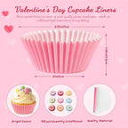 SANNIX 450Pcs Valentine's Day Cupcake Liners, Heart Candy Love XOXO Baking Cups Cupcake Wrappers Paper Wraps Muffin Liners for Valentines Day Wedding Birthday Party Candy Cake Decorations Supplies - Image 2