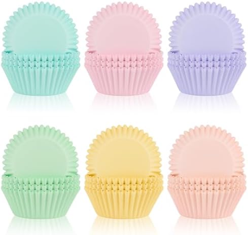 600 Pack Pastel Cupcake Liners Colorful Cupcake Wrappers Baking Cup Standard Size Muffin Liners for Spring Easter Baby Shower Wedding Birthday Pride Party Candy Cake Decorations Supplies by Unknown