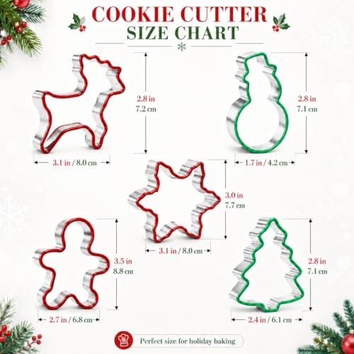 Christmas Cookie Cutter Set, 5-Piece Stainless Steel with Soft Edges - Image 4