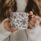 Sweet Water Decor Brown Delft Mug with Gold Handle, 14oz Fine Bone China Coffee Cup for Tea, Latte, or Hot Cider, Vintage Floral Fall Drinkware, Hostess & Housewarming Gift for Women & Teachers - Image 2