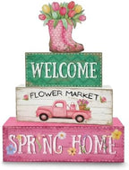Spring Decorations, 4 Pcs Wooden Spring Table Decorations by Golibra