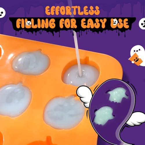 Pumpkin & Ghost Candy Silicone Molds for Halloween Small Chocolate, Wax Melts, Cake Decoration 15 Cavity Food Grade Bpa Free for Kids, Oven Safe DIY Homemade Mould Treat or Trick -2 PCS - Image 6