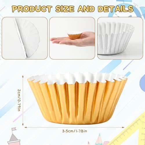 400pcs Mini Foil Cupcake Liners Golden Silver Black - Image 2