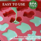 HKNMTT Mini Christmas Candy Molds, Silicone 72 Cavity Chocolate Mold, Tree Santa Snowman Stocking Bell Gingerbread Shape Gummy Making Set, Food Grade for Gifts Cookies Dog Treats - Image 4