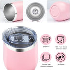 MEZMUT 12 Oz Insulated Wine Tumbler Bulk with Lid Wine Glass(Pink,4 Pack) - Image 4