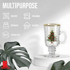 Red Co. Set of 4 Clear Glass 8 Fl Oz Christmas Tree Drinking Tumblers with Gold Rim – Irish Coffee Mug - Image 3