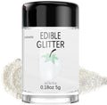 White Edible Glitter Glimmer Powder for Cakes Drinks - Colaele 5 grams Food-Grade Luster Dust Metallic Food Decorating Sprinkle Glimmery Brew Dust for Baking Dessert Chocolates Decorations, Vegan by Enjoyyourcolorfullife