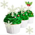 YOcity 50PCS Edible Snowflakes Cake Cupcake Toppers White Snowflake Cupcakes Decorting for Christmas Winter Frozen Theme Birthday Party Supplies (White) by YOcity
