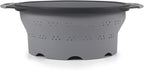 Dexas 10" Collapsible Silicone Colander in Cool Grey, Kitchen Strainer by Dexas