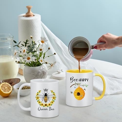Didaey 6 Pcs Bee Mugs Gifts for Women 12 oz Ceramic Coffee Cup Gift Set - Image 4