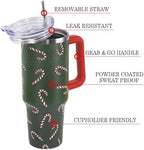 Christmas Tumbler with Handle and Straw Lid 40 oz,Cute Gifts for Women Merry Xmas Candy Cane Winter Holiday Festival Vacuum Insulated Leak Proof Stainless Steel Coffee Cup Mug - Image 3