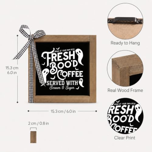 Halloween Coffee Bar Decor Freshly Booed Coffee Sign Table Home - Image 3