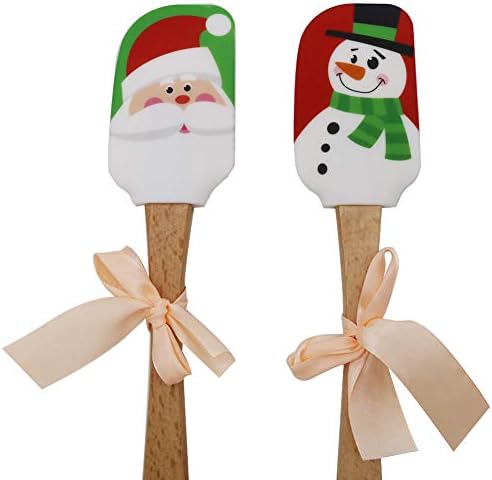 BOYAN Large Christmas Silicone Spatula with Wooden Handle for Baking, 2PCS - Image 2