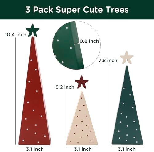 Christmas Decorations-Three Sizes Wooden Tree Sign with Star - Image 3