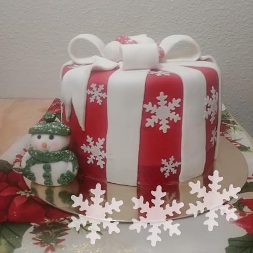 YOcity 50PCS Edible Snowflakes Cake Cupcake Toppers White Snowflake Cupcakes Decorting for Christmas Winter Frozen Theme Birthday Party Supplies (White) - Image 5