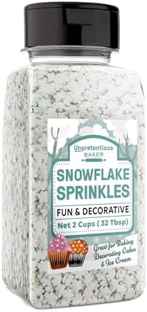 Unpretentious Snowflake Sprinkles, 2 Cups, Cake & Cookie Decorations, Light & Fun, Winter Shapes by Unpretentious