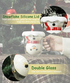 LIBWYS 4pcs Snowman Christmas Mugs, 13 oz Double Walled Coffee Mugs with Snowflake Lid, Heat Resistant mugs set for Hot Cocoa and Latte, Christmas Gift for Family, Friend - Image 4