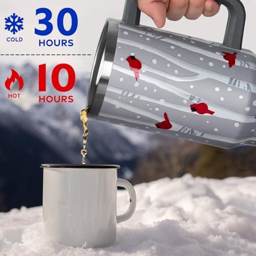 Christmas Tumbler with Handle and Straw Lid 40 oz,Cute Christmas Gifts for Women Birch Forest Cardinal Vacuum Insulated Leak Proof Tumbler,Winter Holiday Accessories Stainless Steel Coffee Cup Mug - Image 5