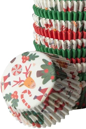 500 Paper Cupcake Liners, Muffin Liners or Baking Cups for Desserts, Muffins, Cupcakes and More Treats; Grease Proof, Food Grade, Nut Serving Containers (Christmas) - Image 7