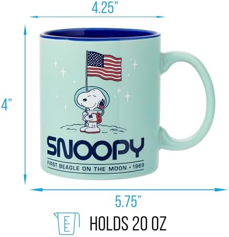 Silver Buffalo Peanuts Beagle on the Moon Snoopy Space, Ceramic Mug, 20oz - Image 2