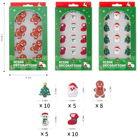 Edible Christmas Cake Decorations, Edible Gingerbread Men, Christmas Tree Candy, Santa Claus Icing Decorations, Socks, Snowman for Gingerbread House, Cupcakes, Cake, Cookies, and Cakecicles - Image 7