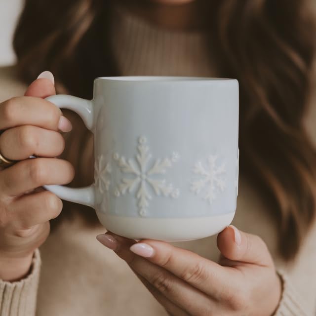 Sweet Water Decor Snowflake Coffee Mug, 14oz Stoneware Christmas Mug, Dishwasher & Microwave Safe, Large Holiday Winter Cup for Coffee, Tea & Hot Chocolate, Stocking Stuffer Gifts for Women - Image 5