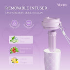 YOME 17oz Elegant Purple Bow Ceramic Lined Insulated Coffee Mug with Infuser for Women Gift | One-handed Pop Open Lid | Stainless Steel |Keep Drinks Cold and Hot| 100% Leak Proof - Image 4