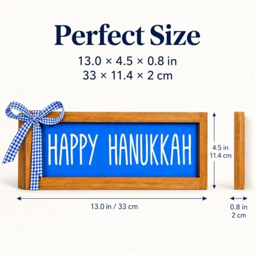Happy Hanukkah Sign, Wooden Chanukah Tabletop, Wall Decorations - Image 2