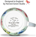 20 oz Bees & Flowers Coffee Hug Mug,“Be Happy” Designed to Spread Joy, Premium Bone China, Best Gifts for Mom Women Mothers Day, Designed in England by Harvest Green Studio - Image 5