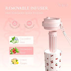 YOME 17oz Stripe Cherry Pink Ceramic Lined Insulated Coffee Mug with Infuser for Women Gift | One-handed Pop Open Lid | Stainless Steel |Keep Drinks Cold and Hot| 100% Leak Proof - Image 4