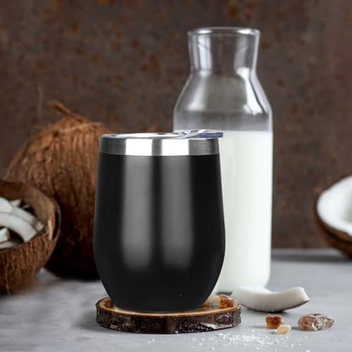 MEZMUT 12 Oz Insulated Wine Tumbler Bulk with Lid Wine Glass(Black,4 Pack) - Image 5