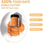 Orange Edible Glitter Glimmer Powder for Cakes Drinks - Colaele 5 grams Food Grade Luster Dust Metallic Food Decorating Sprinkle Disco Brew Dust for Cake Decorations Wine Beverage Candy Dessert, Vegan - Image 5