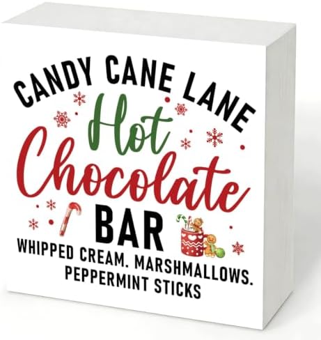 Candy Cane Lane Hot Chocolate Bar Sign, Christmas Coffee Bar Wood Box Decor by Unknown
