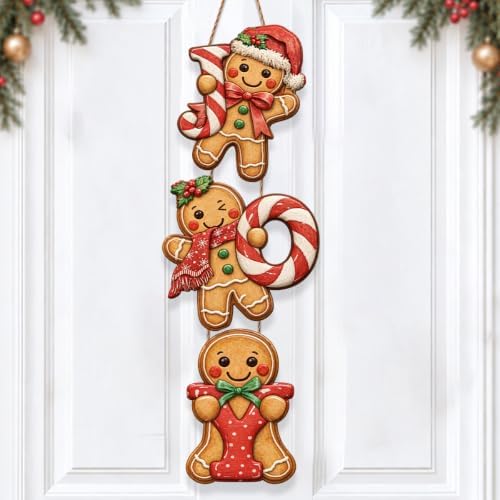 Gingerbread Christmas Decorations Joy Hanging Wooden Sign by GUDIO