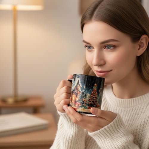 Kmiles Heat Changing Christmas Tree Snowman Mug Colour Changing Magical Coffee/Tea Cup 12 Oz, Blue/Red/White, Wonderful Christmas Gifts. - Image 3