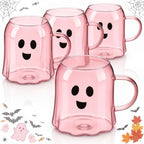 Didaey 4 Pcs Halloween Boo Ghost Coffee Mugs Pink Novelty Spooky Cups by Didaey