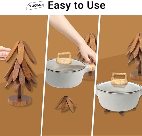 Wooden Tree-Shaped Trivets Set for Coffee Table, Kitchen - Image 3