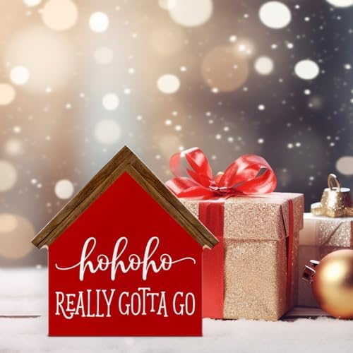 Christmas Bathroom Decor, Funny Ho Ho House Shaped Wood Sign - Image 6
