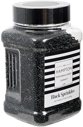 Black Sprinkles Jimmies 11.28 oz, Black Sprinkles For Cake Decorating, Cake Sprinkles, Sprinkles For Baking, Ice Cream & More, The Hampton Candy Company by TheHamptonPopcornCandyCompany