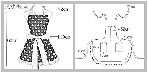 Hyzrz Cute Apron Retro Black Polka Dot Retro Ruffle Side Vintage Cooking Aprons - Image 6