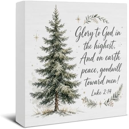 Christian Christmas Decor, Christmas Tree Bible Verse Wooden Sign by EUDOSI
