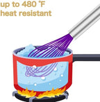 Purple Silicone Whisk Set of 3, 8/10/12 Inch, Non-Scratch - Image 4
