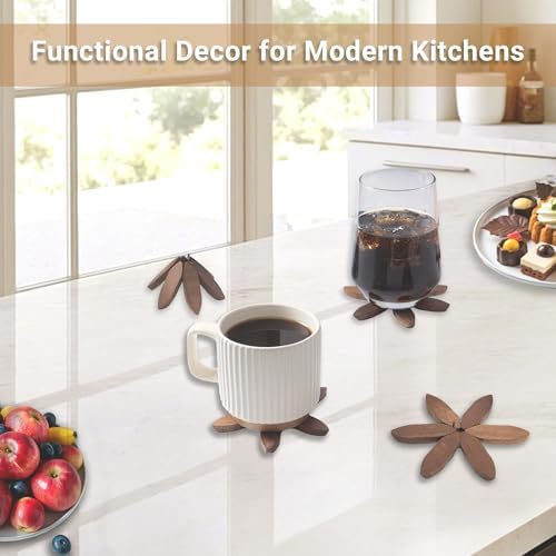Wooden Tree-Shaped Coasters Set for Coffee Table, Kitchen - Image 5